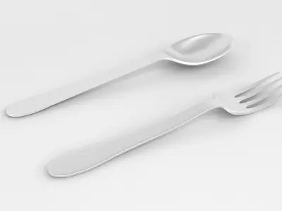 Fork and Spoon 3D model