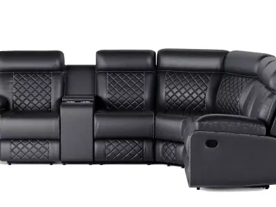 Modern Black Leather Sectional Recliner Sofa 3D Model  3D model