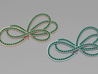 bowtie papion brooch and earrings 2nd version 3D print model