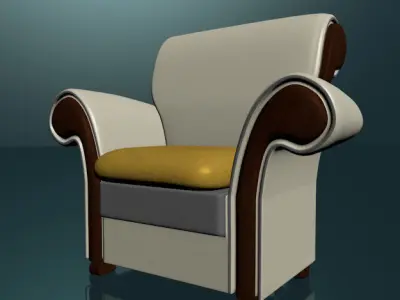 Leather set sofas low poly Low-poly 3D model