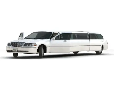 Limousine White Rigged 3D model