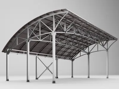 Wooden and metall carport 3D Model Pack