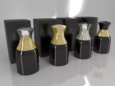 4 Luxury Bottle and Box - Black edition 3D model