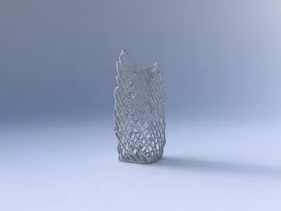 Vase double arc rectangle with faceted and twisted organic la... 3D print model