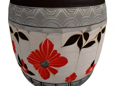 Ornate Floral Design Decorative Pot Low-poly 3D model