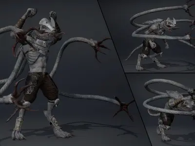 Ghost Swordman Tentacle Low-poly 3D model