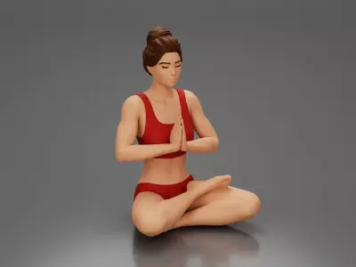 sexy girl in shorts doing sukhasana yoga pose 3D print model