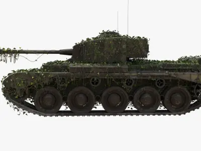 4K realistic low poly abandoned tank 3D model