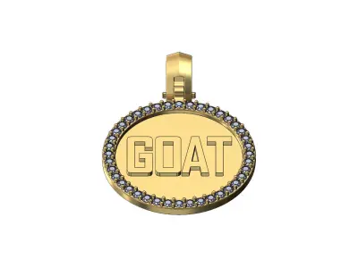 Goat diamond bezel pendant with bail 3D print model