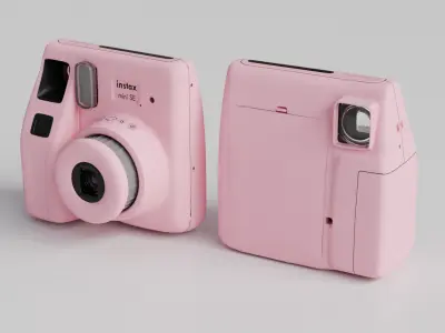 Low Poly Instax Mini SE Camera - Game Ready PBR 3 Colors Low-poly 3D model