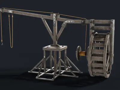 Medieval crane Low-poly 3D model Low-poly 3D model