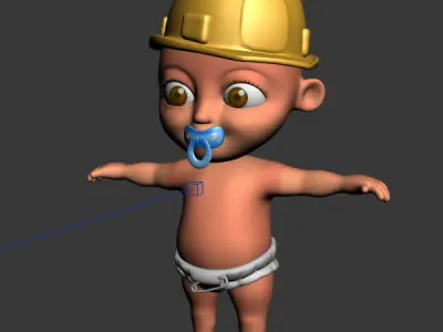 Worker baby Cartoon Rigged  3D model