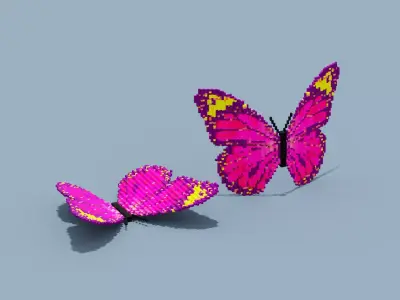 Voxel Butterfly Low-poly 3D model