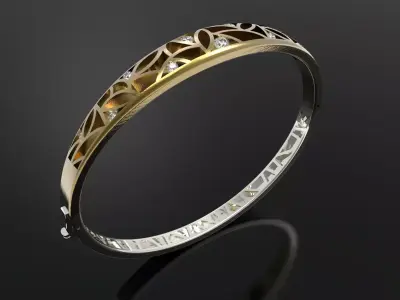 Openwork Bangle Bracelet with Filigree model bg0065 3D print model