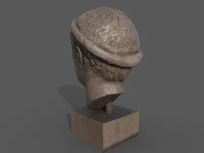 Male head sculpture   Low-poly 3D model