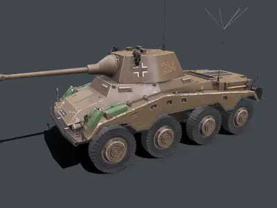 Sd Kfz 234 Puma PBR Low-poly 3D model