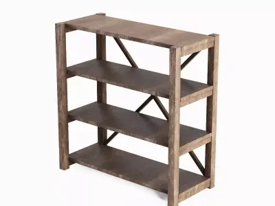 Wide Pottery Shelf 03 Low-poly 3D model