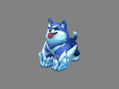 Cartoon Husky  - Ice Dog Low-poly 3D model