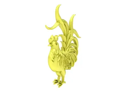 High Detail Rooster Pendant Model for CNC and 3D Printing  3979 3D print model