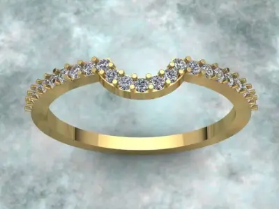 Tiny Diamond Golden Engagement Ring  3D print model