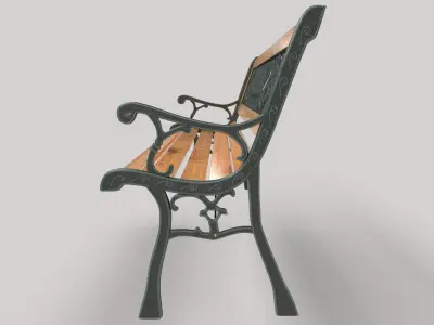 Garden Bench Low-poly 3D model