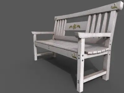 Old Wood Bench Low-poly 3D model purchase