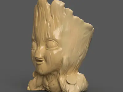 Cute groot Character Planter 3D STL File for Home Decor 3D print model