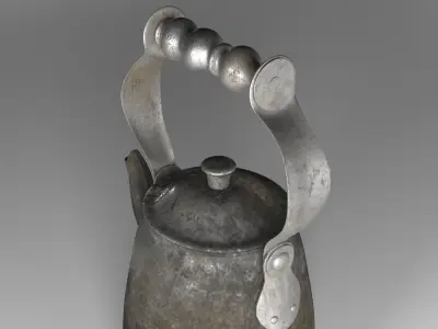 Antique Aluminum Kettle - Vintage Tea Kettle - Aluminum Teapot Free 3D model