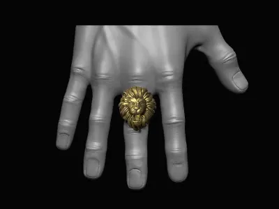 Furious Lion Head Ring 3D print model