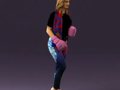 Woman in sport style boxing gloves 0952 3D model
