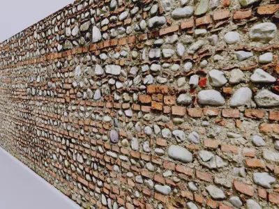 Ultra realistic Brick Old wall low poly Scan  Low-poly 3D model