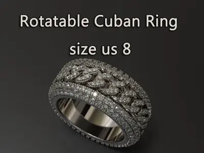 Luxury Cuban Spinner Ring  Fully Paved  Size 8 US 3D print model