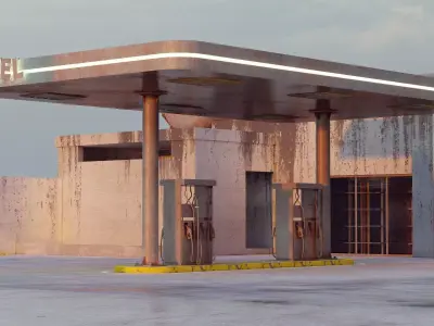 Diesel Fuel Station Low-poly 3D model