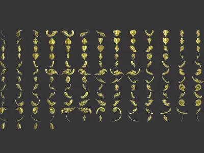 280 Pattern - Lai Thai Decorative 3D Relief Set  for ZBrush-CNC 3D model