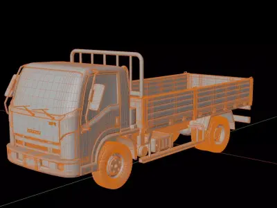 Isuzu NPR Flatbed Truck 3D model