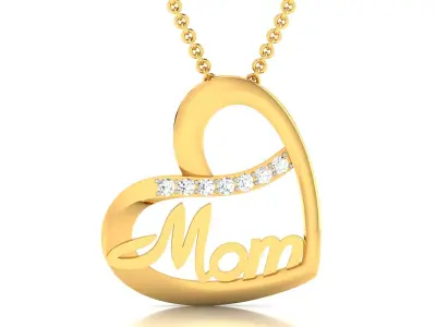 Women Heart Mom Pendant 3DM STL OBJ FBX Render Details 3D print model