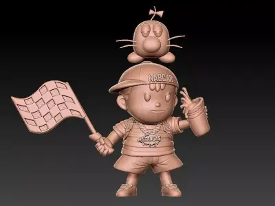 Formula one racing car with boy model 3D print model