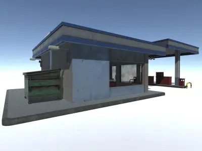 Gas Station Low-poly 3D model