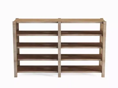 Long Pottery Shelf 05 Low-poly 3D model