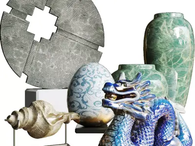 Porcelain set The Dragon 3D model