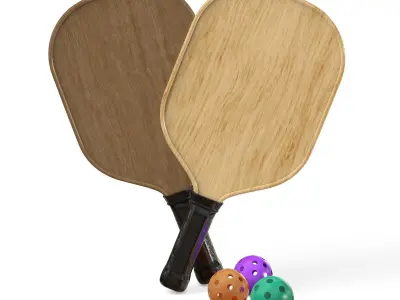Pickleball set Paddle and Balls 3D model