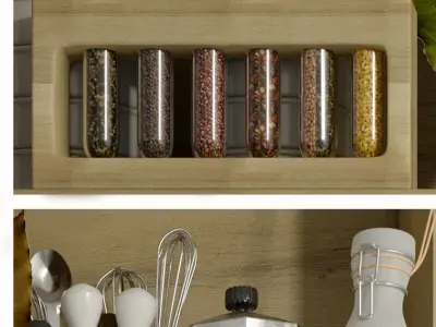 Kitchen set jars and containers in 3D model