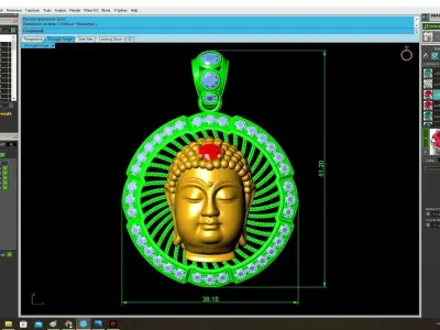 Luxury Buddha Head Halo Pendant Jewelry 3879 3D print model