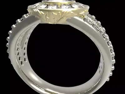 engraving halo ring  center gem 6 mm  3D print model