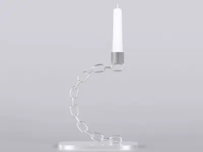 Alphabet C Silver Chain Candleholder 3D Model True 4K PBR Render Low-poly 3D model