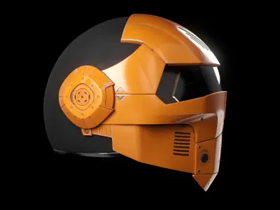 Helmet Scifi Low Poly PBR Low-poly 3D model