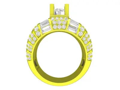 6964 Luxury Baguette Diamond Men Ring 3D print model