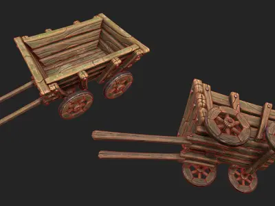 Stylized Cart - Gameready Asset Low-poly 3D model