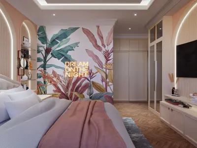 Bedroom Contemporer Girls Blender - Fbx - Obj Low-poly 3D model