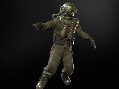 Zombie Diver 2 Low-poly 3D model